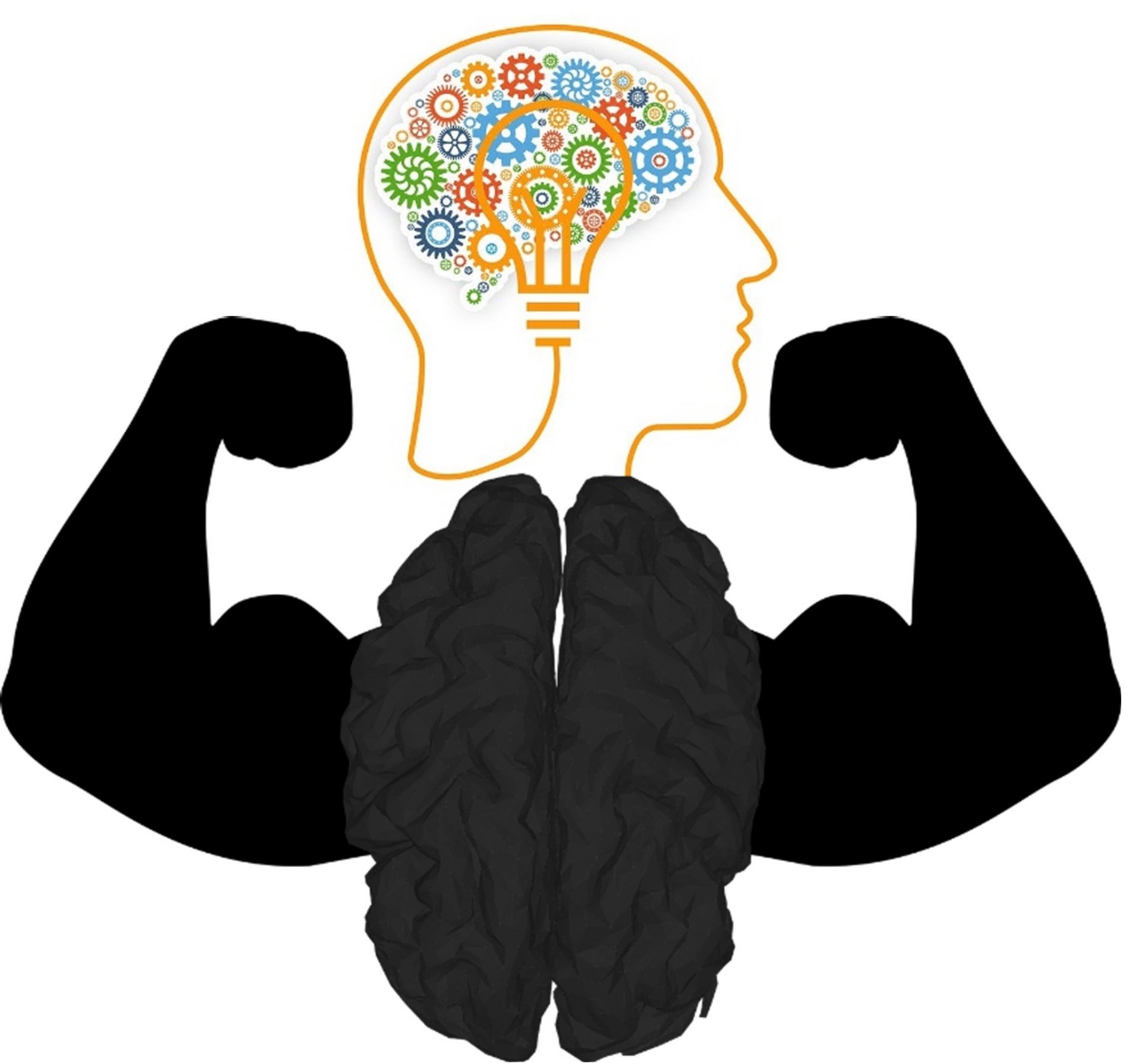 illustration hémisphères cerveau et tête avec pensées et idées